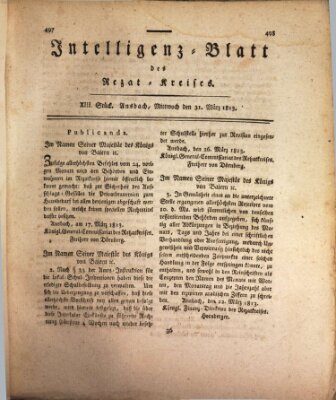 Intelligenzblatt des Rezat-Kreises (Ansbacher Intelligenz-Zeitung) Mittwoch 31. März 1813