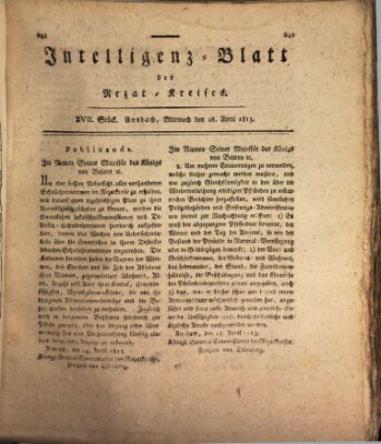 Intelligenzblatt des Rezat-Kreises (Ansbacher Intelligenz-Zeitung) Mittwoch 28. April 1813