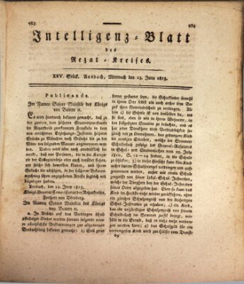 Intelligenzblatt des Rezat-Kreises (Ansbacher Intelligenz-Zeitung) Mittwoch 23. Juni 1813