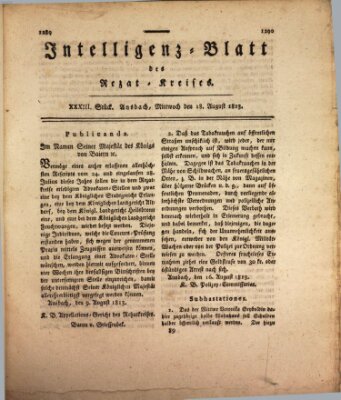 Intelligenzblatt des Rezat-Kreises (Ansbacher Intelligenz-Zeitung) Mittwoch 18. August 1813