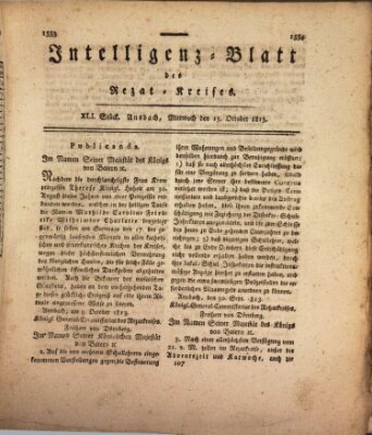 Intelligenzblatt des Rezat-Kreises (Ansbacher Intelligenz-Zeitung) Mittwoch 13. Oktober 1813