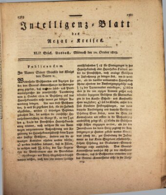 Intelligenzblatt des Rezat-Kreises (Ansbacher Intelligenz-Zeitung) Mittwoch 20. Oktober 1813