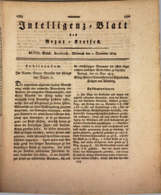 Intelligenzblatt des Rezat-Kreises (Ansbacher Intelligenz-Zeitung) Mittwoch 1. Dezember 1813