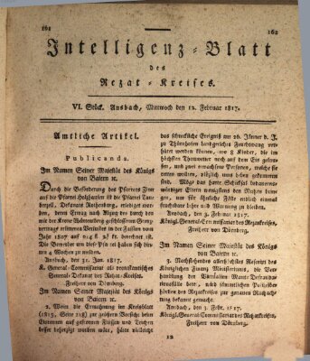 Intelligenzblatt des Rezat-Kreises (Ansbacher Intelligenz-Zeitung) Mittwoch 12. Februar 1817