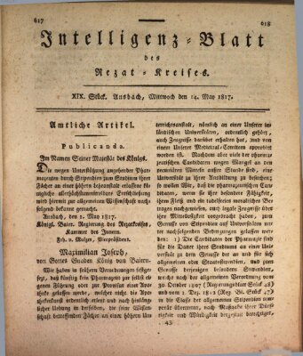 Intelligenzblatt des Rezat-Kreises (Ansbacher Intelligenz-Zeitung) Mittwoch 14. Mai 1817
