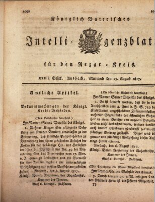 Königlich Bayerisches Intelligenzblatt für den Rezat-Kreis (Ansbacher Intelligenz-Zeitung) Mittwoch 13. August 1817