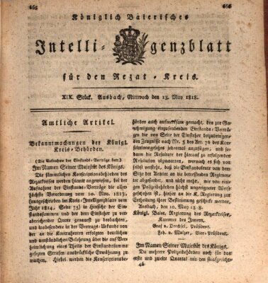 Königlich Bayerisches Intelligenzblatt für den Rezat-Kreis (Ansbacher Intelligenz-Zeitung) Mittwoch 13. Mai 1818