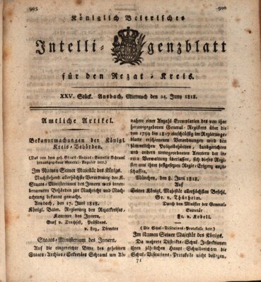 Königlich Bayerisches Intelligenzblatt für den Rezat-Kreis (Ansbacher Intelligenz-Zeitung) Mittwoch 24. Juni 1818