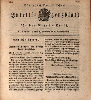 Königlich Bayerisches Intelligenzblatt für den Rezat-Kreis (Ansbacher Intelligenz-Zeitung) Mittwoch 9. Dezember 1818