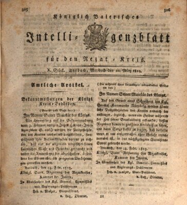 Königlich Bayerisches Intelligenzblatt für den Rezat-Kreis (Ansbacher Intelligenz-Zeitung) Mittwoch 10. März 1819