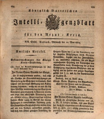 Königlich Bayerisches Intelligenzblatt für den Rezat-Kreis (Ansbacher Intelligenz-Zeitung) Mittwoch 12. Mai 1819