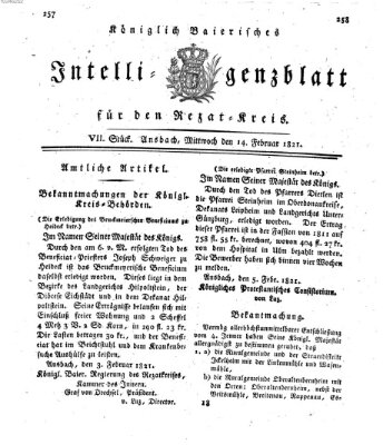 Königlich Bayerisches Intelligenzblatt für den Rezat-Kreis (Ansbacher Intelligenz-Zeitung) Mittwoch 14. Februar 1821