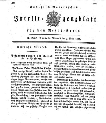 Königlich Bayerisches Intelligenzblatt für den Rezat-Kreis (Ansbacher Intelligenz-Zeitung) Mittwoch 7. März 1821