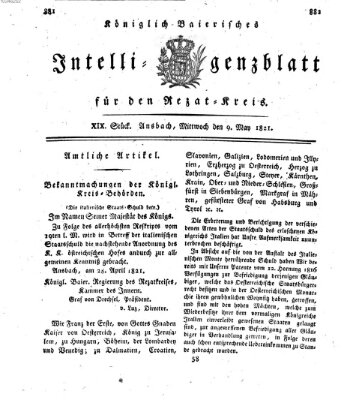 Königlich Bayerisches Intelligenzblatt für den Rezat-Kreis (Ansbacher Intelligenz-Zeitung) Mittwoch 9. Mai 1821