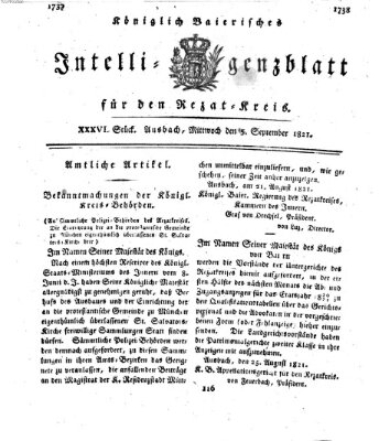 Königlich Bayerisches Intelligenzblatt für den Rezat-Kreis (Ansbacher Intelligenz-Zeitung) Mittwoch 5. September 1821