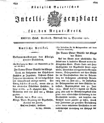 Königlich Bayerisches Intelligenzblatt für den Rezat-Kreis (Ansbacher Intelligenz-Zeitung) Mittwoch 19. September 1821