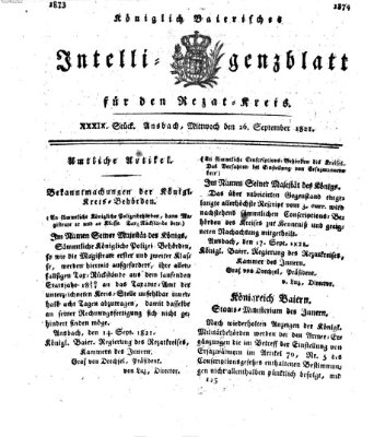 Königlich Bayerisches Intelligenzblatt für den Rezat-Kreis (Ansbacher Intelligenz-Zeitung) Mittwoch 26. September 1821