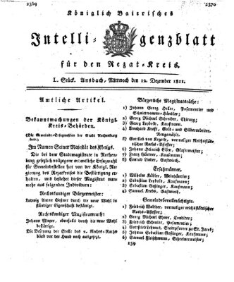 Königlich Bayerisches Intelligenzblatt für den Rezat-Kreis (Ansbacher Intelligenz-Zeitung) Mittwoch 12. Dezember 1821