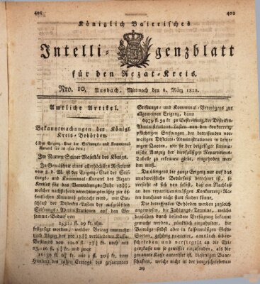 Königlich Bayerisches Intelligenzblatt für den Rezat-Kreis (Ansbacher Intelligenz-Zeitung) Mittwoch 6. März 1822