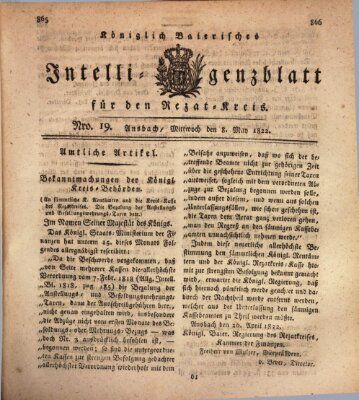 Königlich Bayerisches Intelligenzblatt für den Rezat-Kreis (Ansbacher Intelligenz-Zeitung) Mittwoch 8. Mai 1822