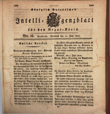 Königlich Bayerisches Intelligenzblatt für den Rezat-Kreis (Ansbacher Intelligenz-Zeitung) Mittwoch 10. Juli 1822