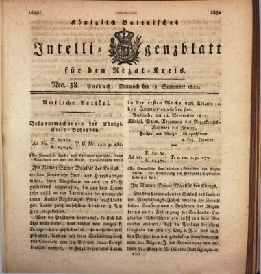 Königlich Bayerisches Intelligenzblatt für den Rezat-Kreis (Ansbacher Intelligenz-Zeitung) Mittwoch 18. September 1822