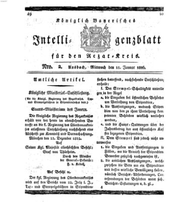 Königlich Bayerisches Intelligenzblatt für den Rezat-Kreis (Ansbacher Intelligenz-Zeitung) Mittwoch 11. Januar 1826