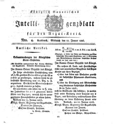 Königlich Bayerisches Intelligenzblatt für den Rezat-Kreis (Ansbacher Intelligenz-Zeitung) Mittwoch 25. Januar 1826