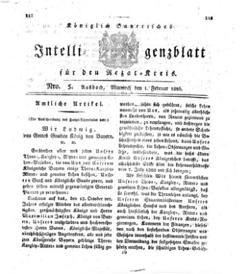 Königlich Bayerisches Intelligenzblatt für den Rezat-Kreis (Ansbacher Intelligenz-Zeitung) Mittwoch 1. Februar 1826