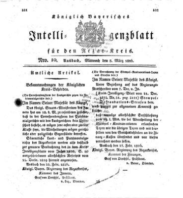 Königlich Bayerisches Intelligenzblatt für den Rezat-Kreis (Ansbacher Intelligenz-Zeitung) Mittwoch 8. März 1826