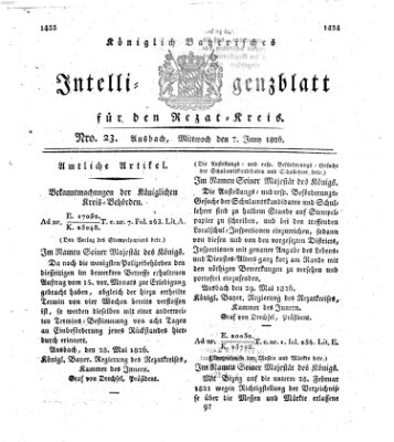 Königlich Bayerisches Intelligenzblatt für den Rezat-Kreis (Ansbacher Intelligenz-Zeitung) Mittwoch 7. Juni 1826