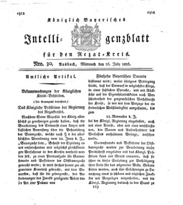 Königlich Bayerisches Intelligenzblatt für den Rezat-Kreis (Ansbacher Intelligenz-Zeitung) Mittwoch 26. Juli 1826