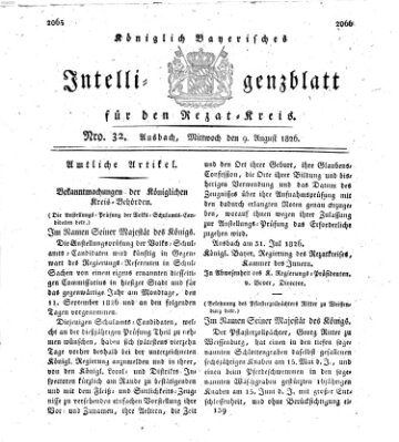 Königlich Bayerisches Intelligenzblatt für den Rezat-Kreis (Ansbacher Intelligenz-Zeitung) Mittwoch 9. August 1826