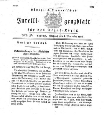 Königlich Bayerisches Intelligenzblatt für den Rezat-Kreis (Ansbacher Intelligenz-Zeitung) Mittwoch 6. September 1826