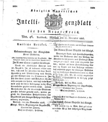 Königlich Bayerisches Intelligenzblatt für den Rezat-Kreis (Ansbacher Intelligenz-Zeitung) Mittwoch 15. November 1826