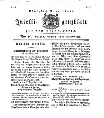 Königlich Bayerisches Intelligenzblatt für den Rezat-Kreis (Ansbacher Intelligenz-Zeitung) Mittwoch 13. Dezember 1826