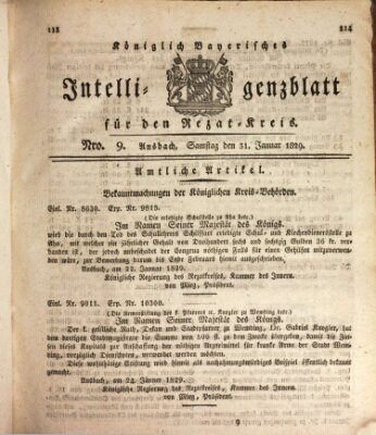 Königlich Bayerisches Intelligenzblatt für den Rezat-Kreis (Ansbacher Intelligenz-Zeitung) Samstag 31. Januar 1829