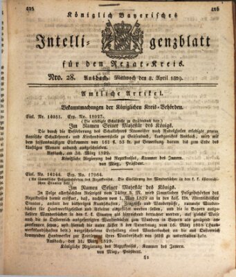 Königlich Bayerisches Intelligenzblatt für den Rezat-Kreis (Ansbacher Intelligenz-Zeitung) Mittwoch 8. April 1829