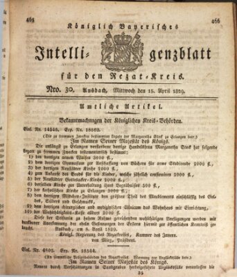 Königlich Bayerisches Intelligenzblatt für den Rezat-Kreis (Ansbacher Intelligenz-Zeitung) Mittwoch 15. April 1829