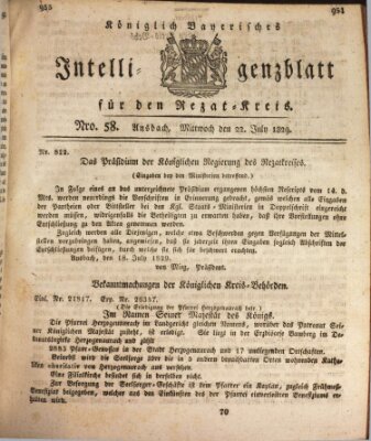 Königlich Bayerisches Intelligenzblatt für den Rezat-Kreis (Ansbacher Intelligenz-Zeitung) Mittwoch 22. Juli 1829