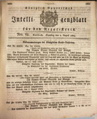 Königlich Bayerisches Intelligenzblatt für den Rezat-Kreis (Ansbacher Intelligenz-Zeitung) Samstag 8. August 1829