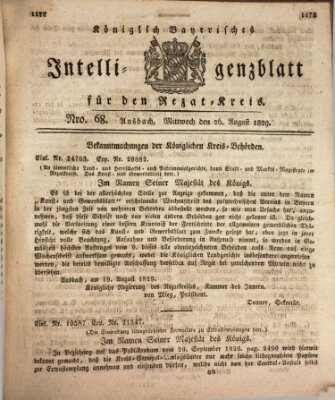 Königlich Bayerisches Intelligenzblatt für den Rezat-Kreis (Ansbacher Intelligenz-Zeitung) Mittwoch 26. August 1829