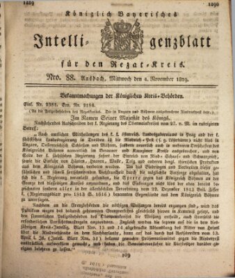 Königlich Bayerisches Intelligenzblatt für den Rezat-Kreis (Ansbacher Intelligenz-Zeitung) Mittwoch 4. November 1829