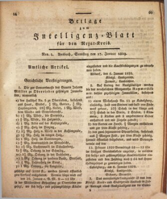 Königlich Bayerisches Intelligenzblatt für den Rezat-Kreis (Ansbacher Intelligenz-Zeitung) Samstag 17. Januar 1829