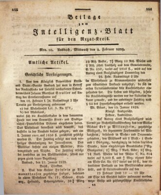 Königlich Bayerisches Intelligenzblatt für den Rezat-Kreis (Ansbacher Intelligenz-Zeitung) Mittwoch 4. Februar 1829