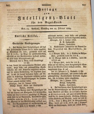 Königlich Bayerisches Intelligenzblatt für den Rezat-Kreis (Ansbacher Intelligenz-Zeitung) Samstag 14. Februar 1829