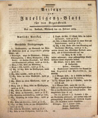 Königlich Bayerisches Intelligenzblatt für den Rezat-Kreis (Ansbacher Intelligenz-Zeitung) Mittwoch 18. Februar 1829