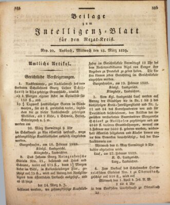 Königlich Bayerisches Intelligenzblatt für den Rezat-Kreis (Ansbacher Intelligenz-Zeitung) Mittwoch 18. März 1829