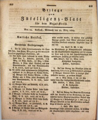 Königlich Bayerisches Intelligenzblatt für den Rezat-Kreis (Ansbacher Intelligenz-Zeitung) Mittwoch 25. März 1829