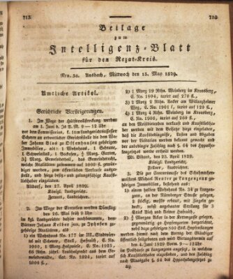 Königlich Bayerisches Intelligenzblatt für den Rezat-Kreis (Ansbacher Intelligenz-Zeitung) Mittwoch 13. Mai 1829